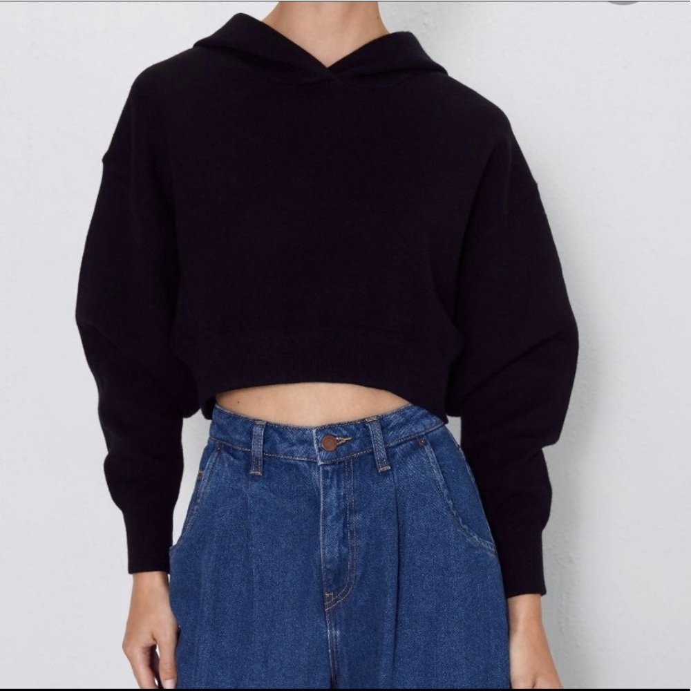 Zara - Knit Cropped Hoodie, size small.